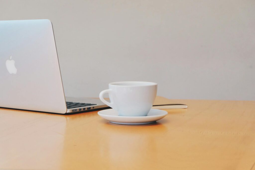 close up of tea cup on table